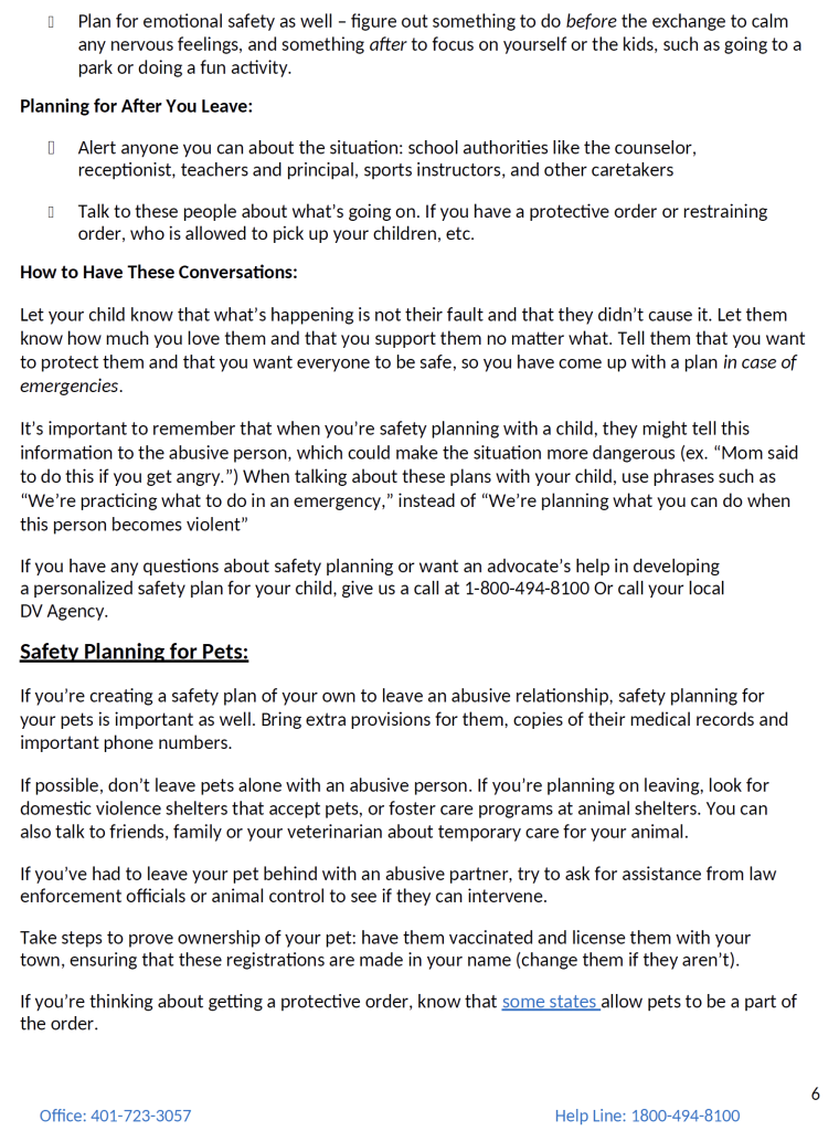 BVAC Personalized Safety Plan 6