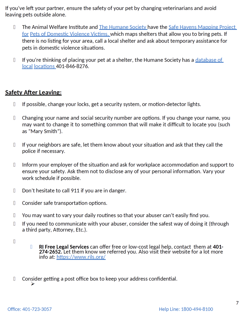 BVAC Personalized Safety Plan 7