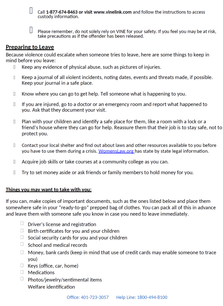 BVAC Personalized Safety Plan 9