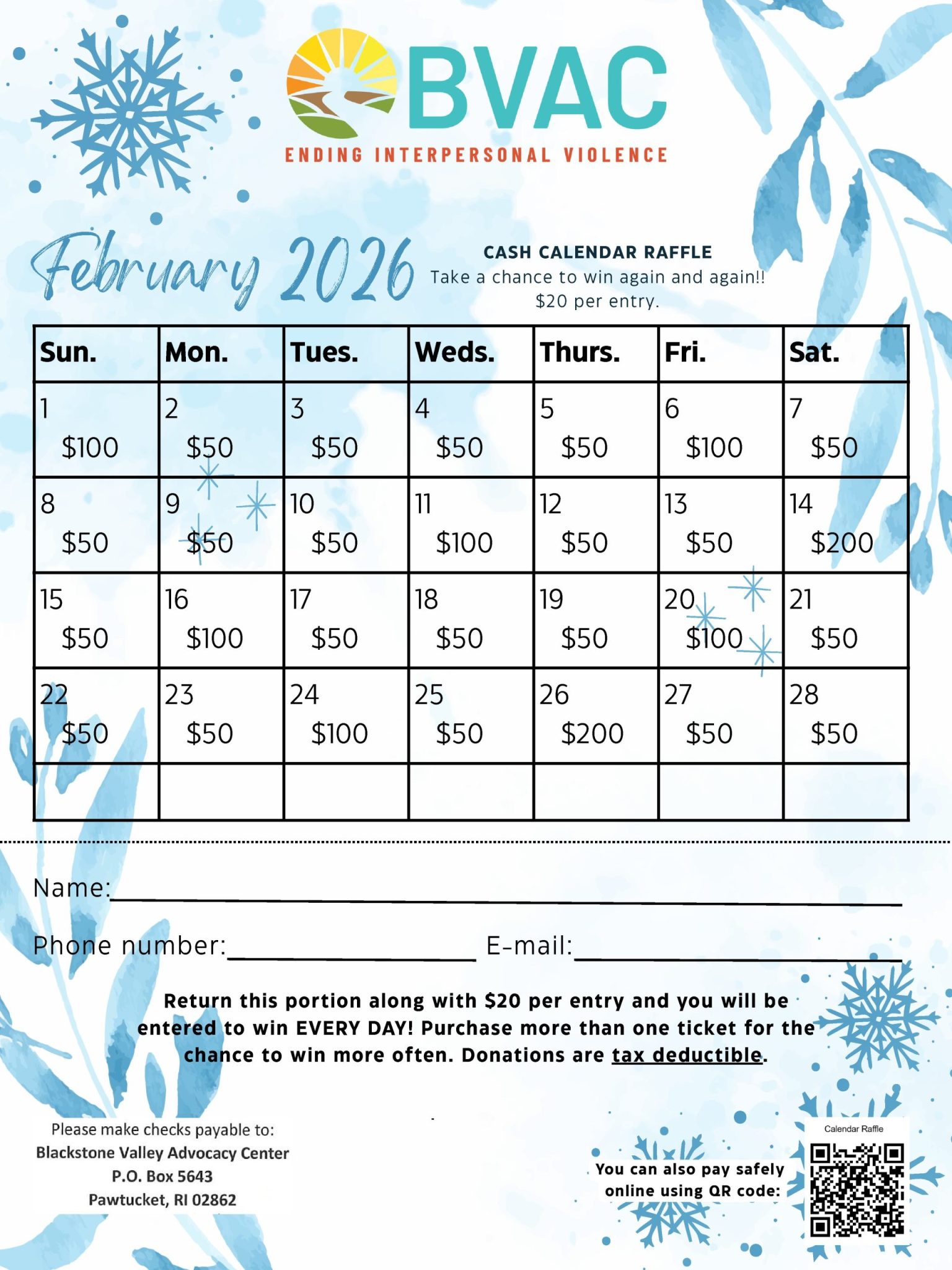 The Calendar Raffle - Blackstone Valley Advocacy Center